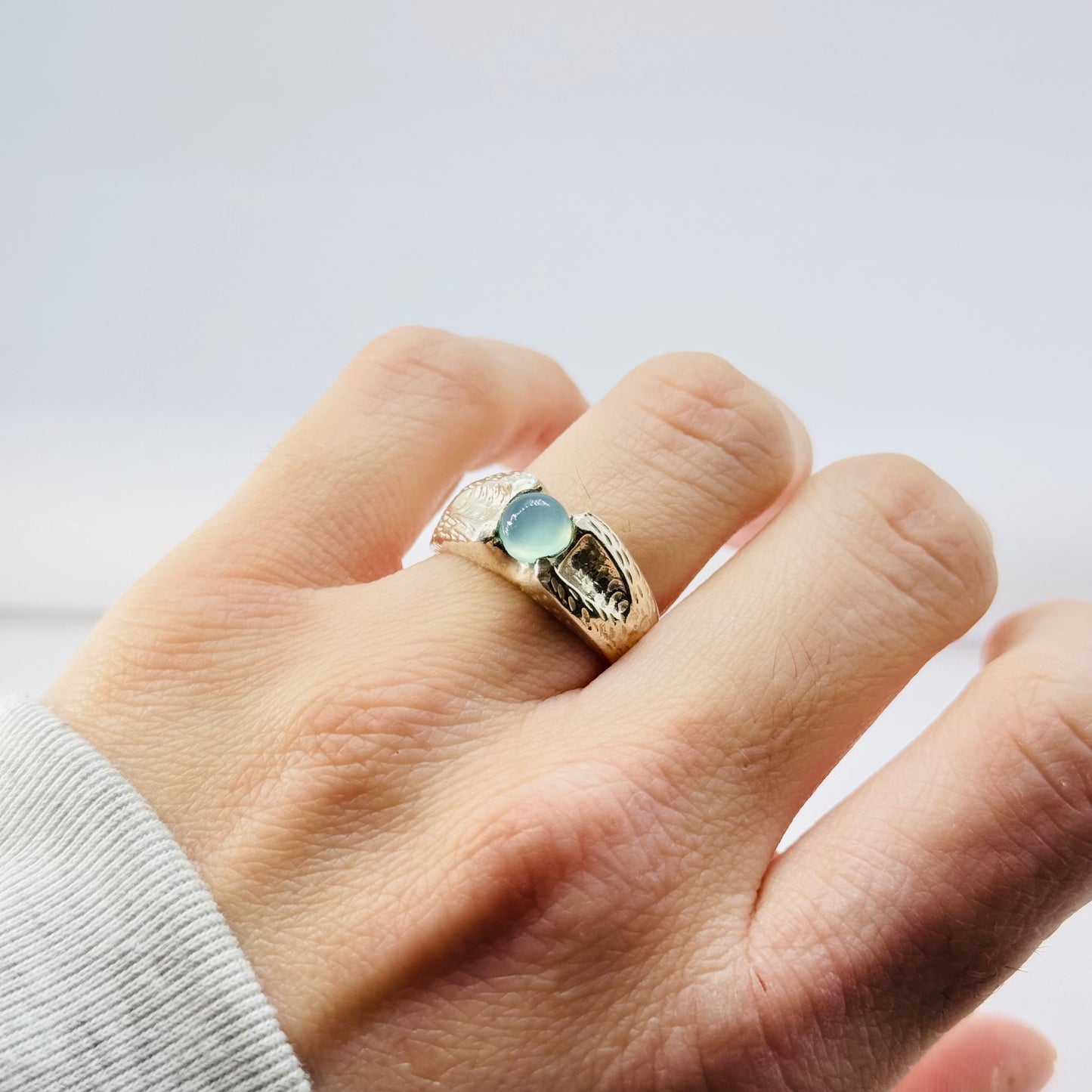 Aqua Chalcedony Sterling Silver Ring