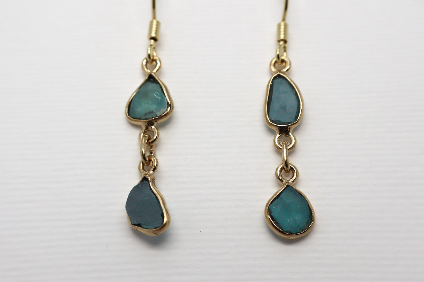 Raw Blue Topaz Gold Plated Sterling Silver earring