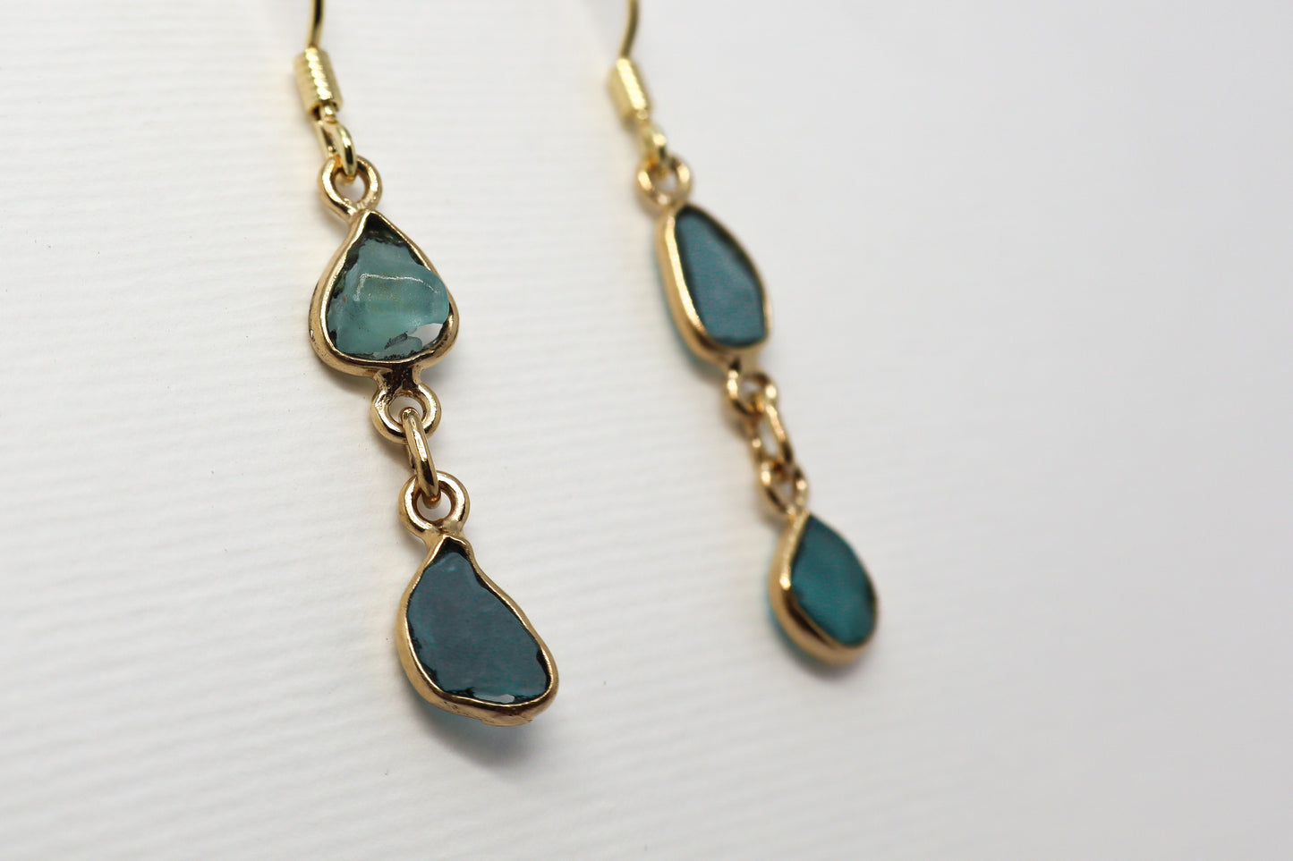 Raw Blue Topaz Gold Plated Sterling Silver earring