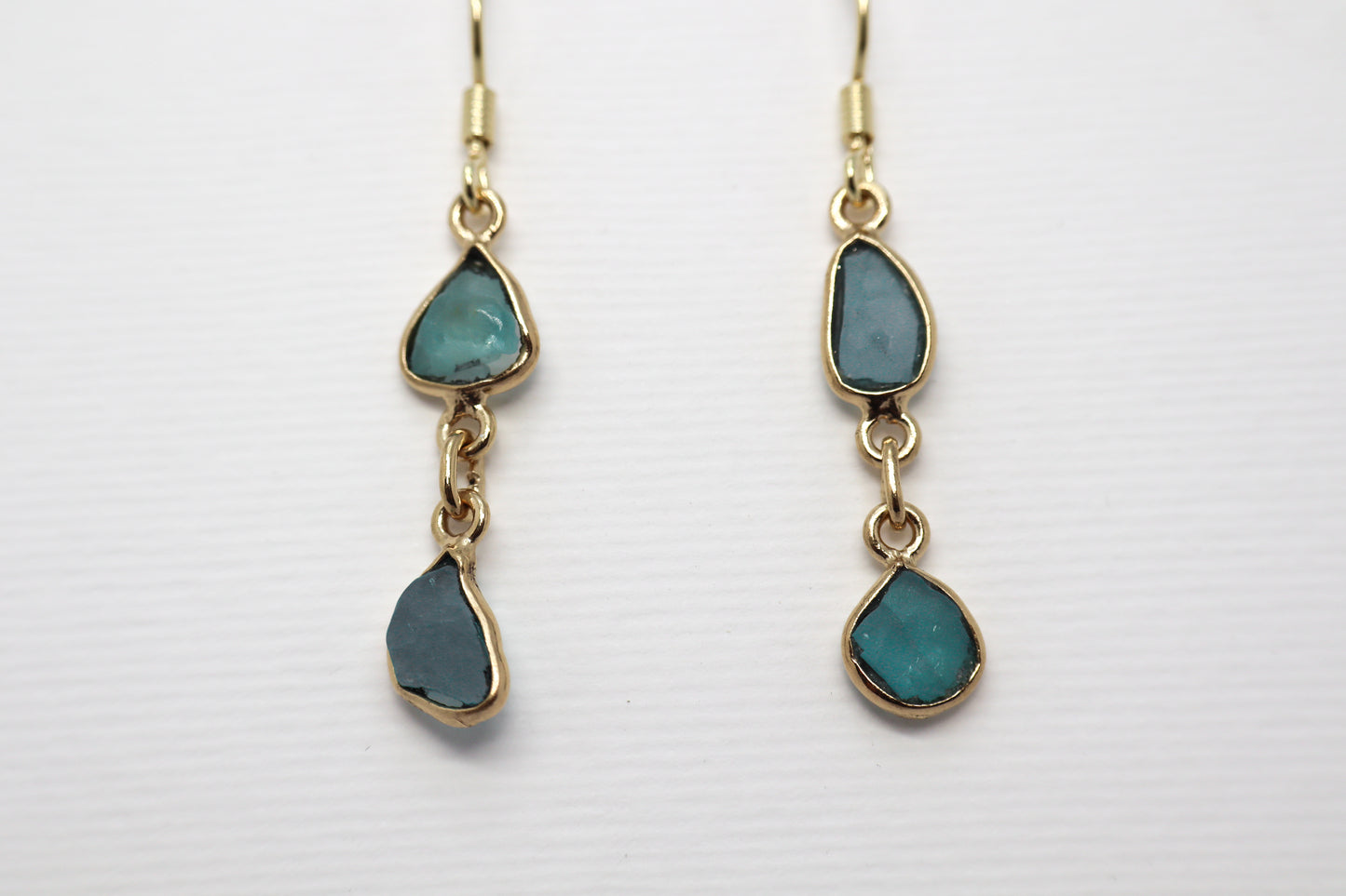 Raw Blue Topaz Gold Plated Sterling Silver earring