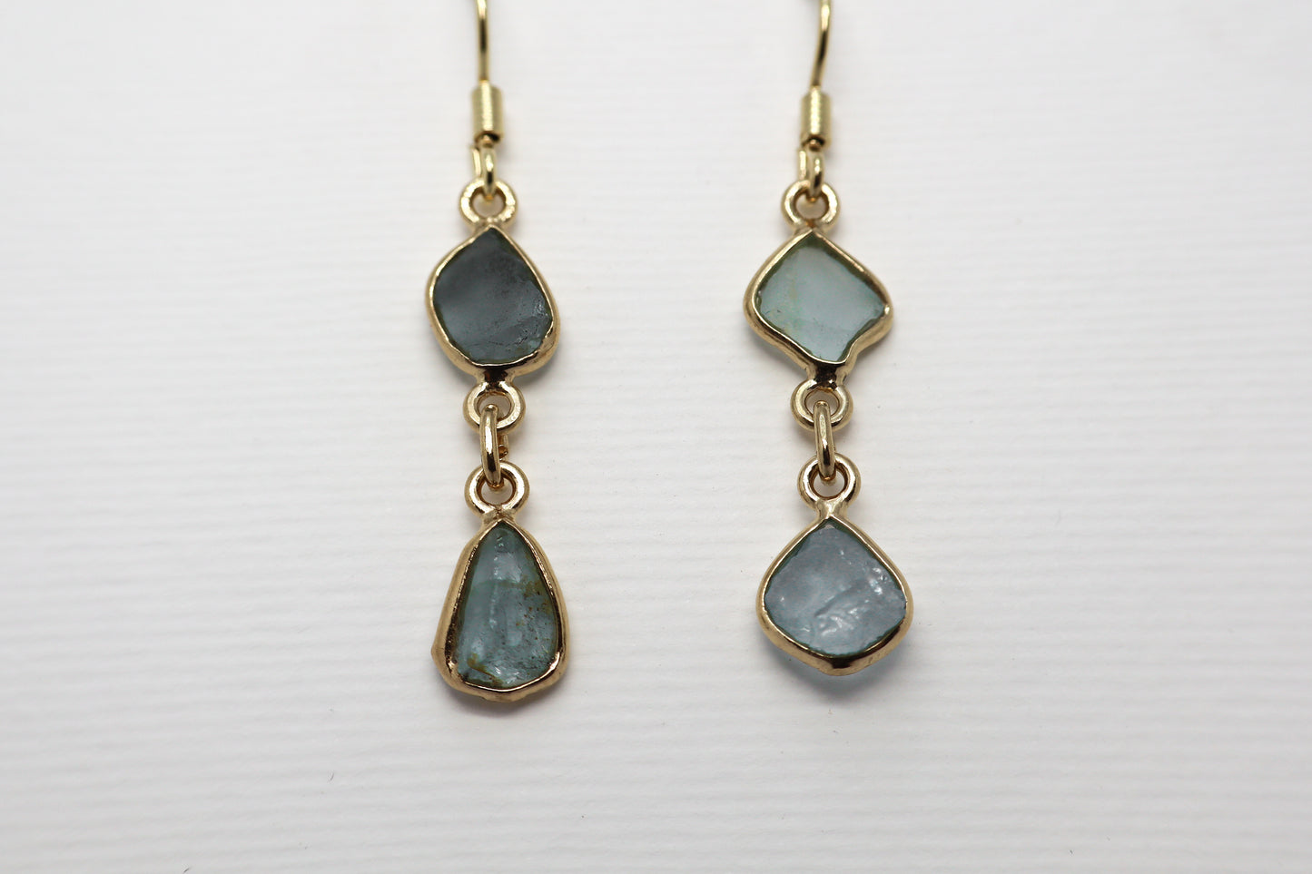 Raw Blue Topaz Gold Plated Sterling Silver earring