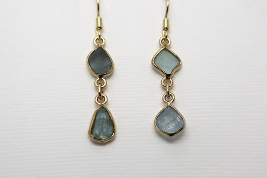 Raw Blue Topaz Gold Plated Sterling Silver earring