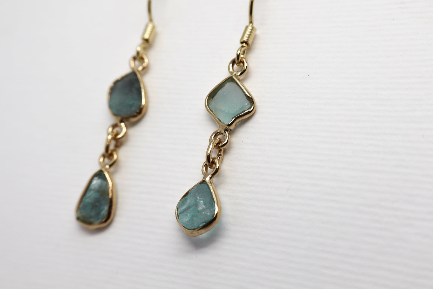 Raw Blue Topaz Gold Plated Sterling Silver earring