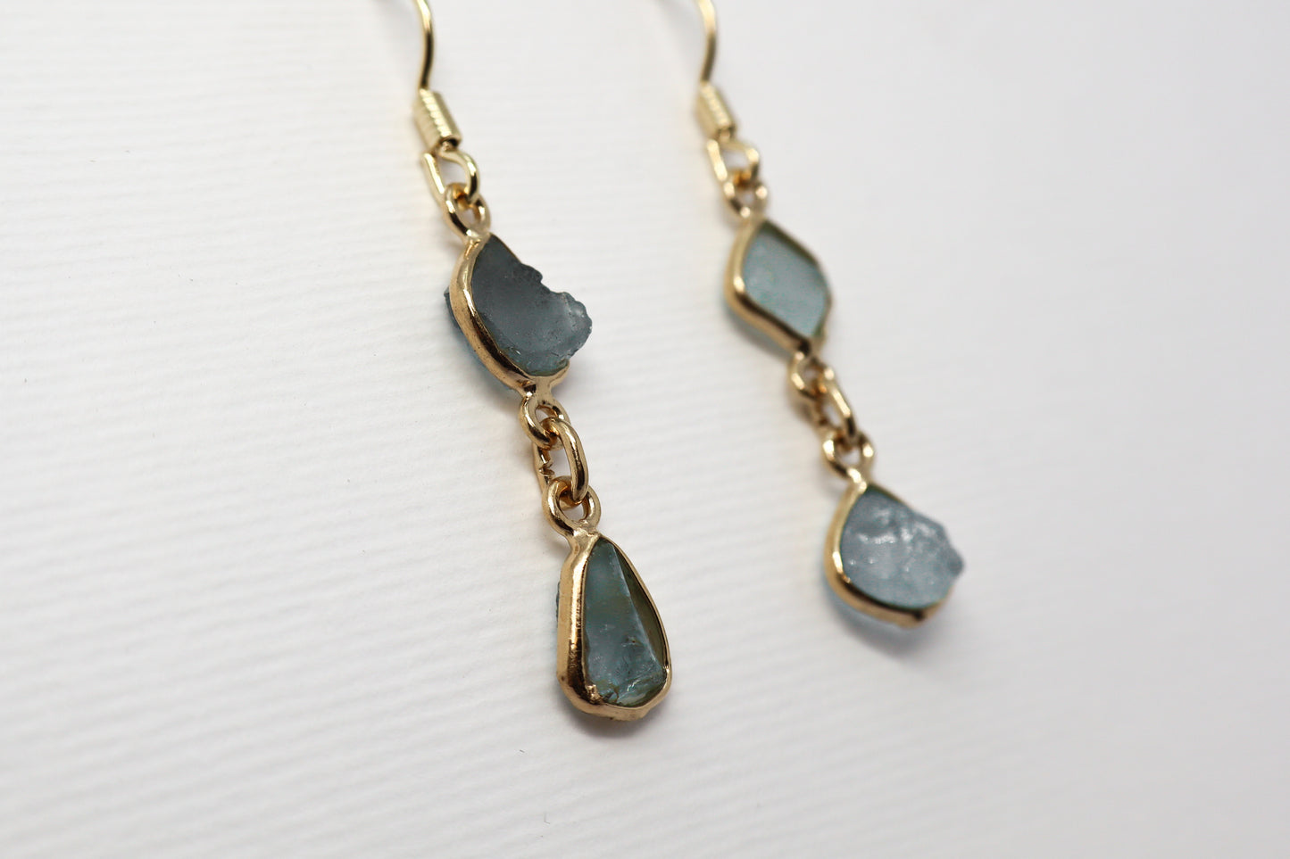 Raw Blue Topaz Gold Plated Sterling Silver earring