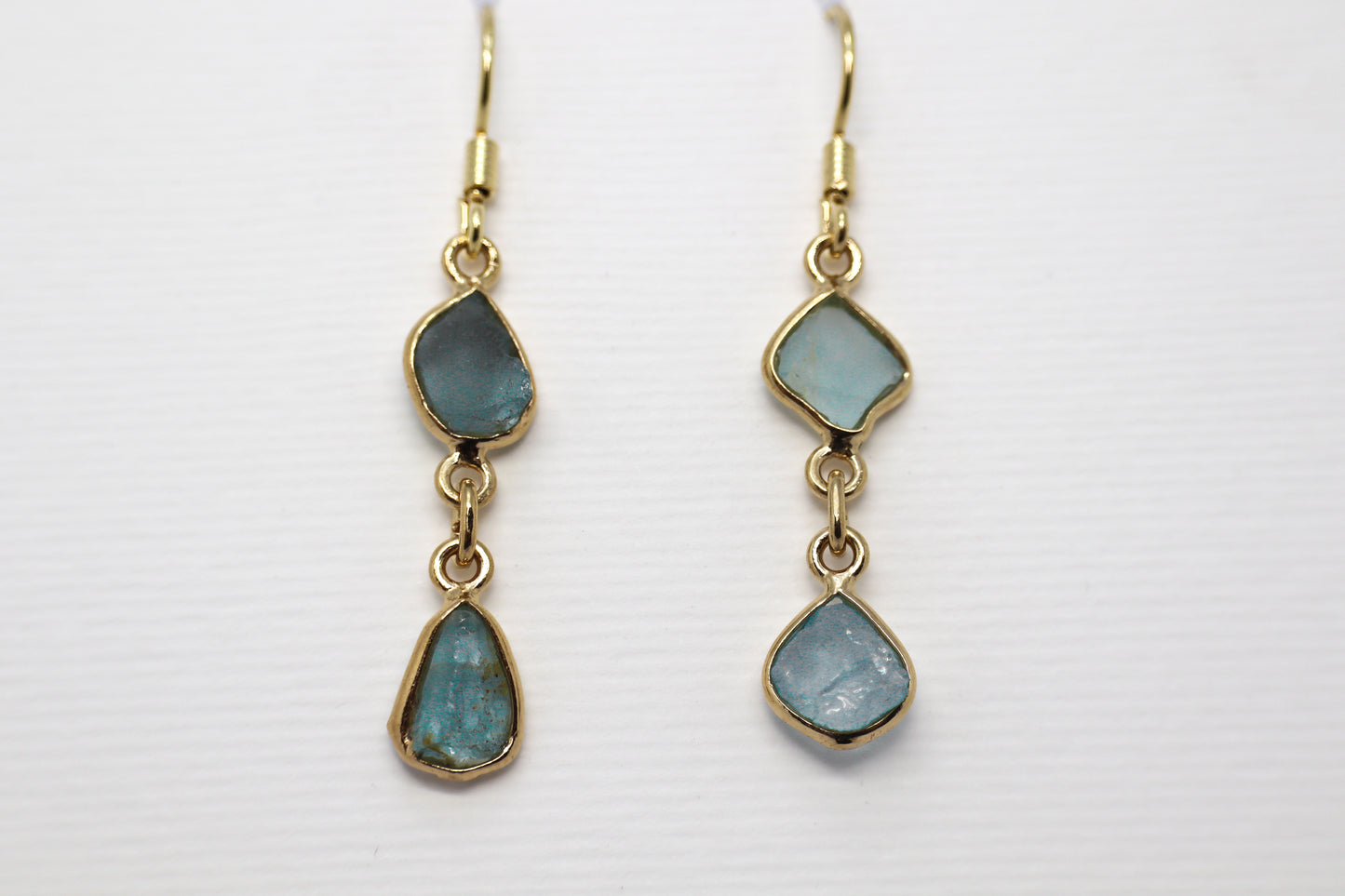 Raw Blue Topaz Gold Plated Sterling Silver earring