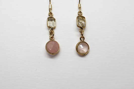 Citrine and Quartz Rose Gold Plated Sterling Silver earring