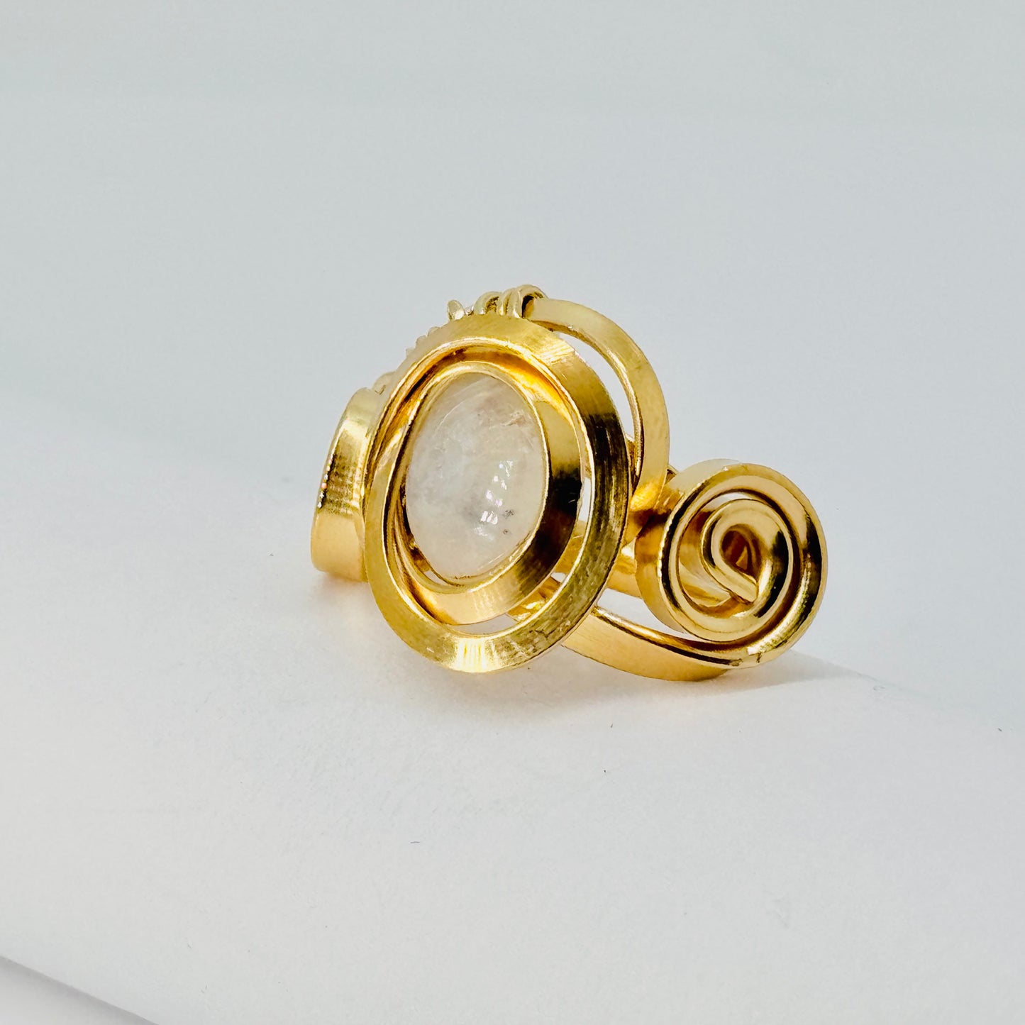 Moonstone 24k Gold Plated Sterling Silver Ring