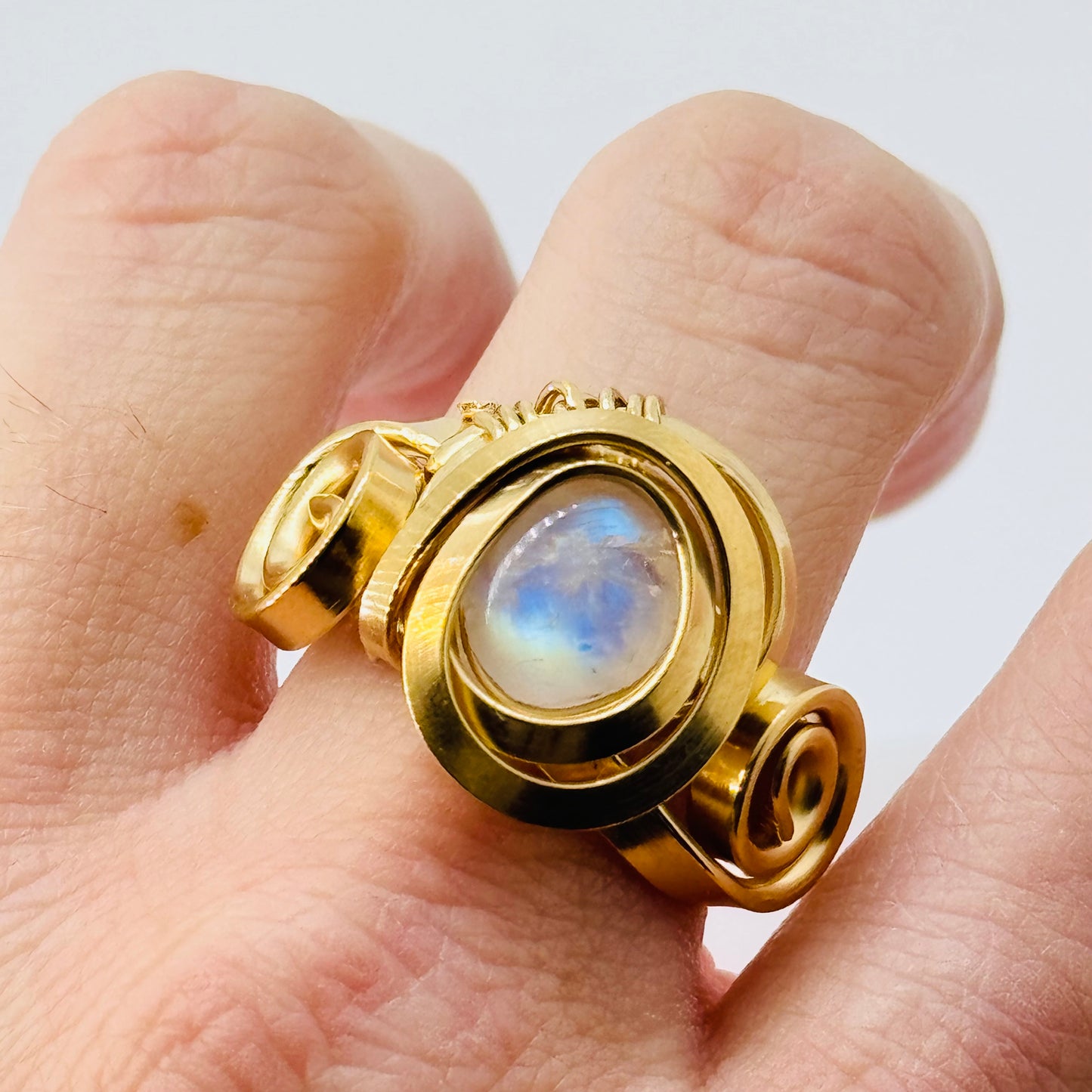 Moonstone 24k Gold Plated Sterling Silver Ring