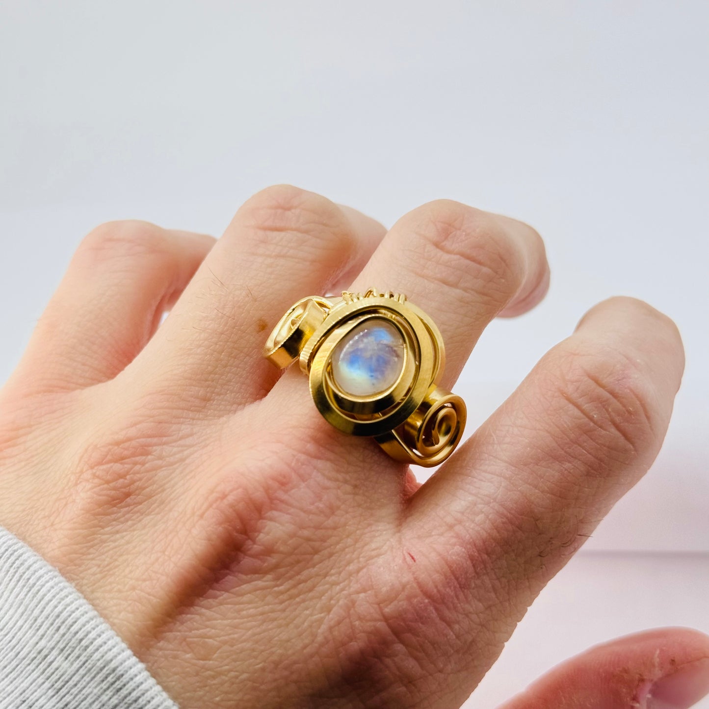 Moonstone 24k Gold Plated Sterling Silver Ring