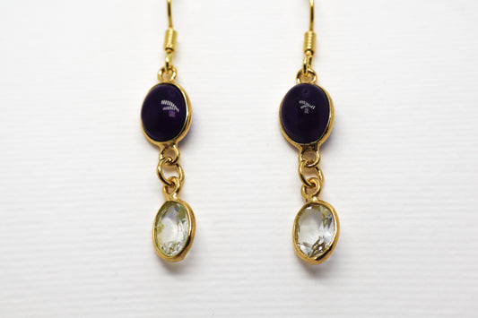 Topaz and amethyst Gold Plated Sterling Silver earring