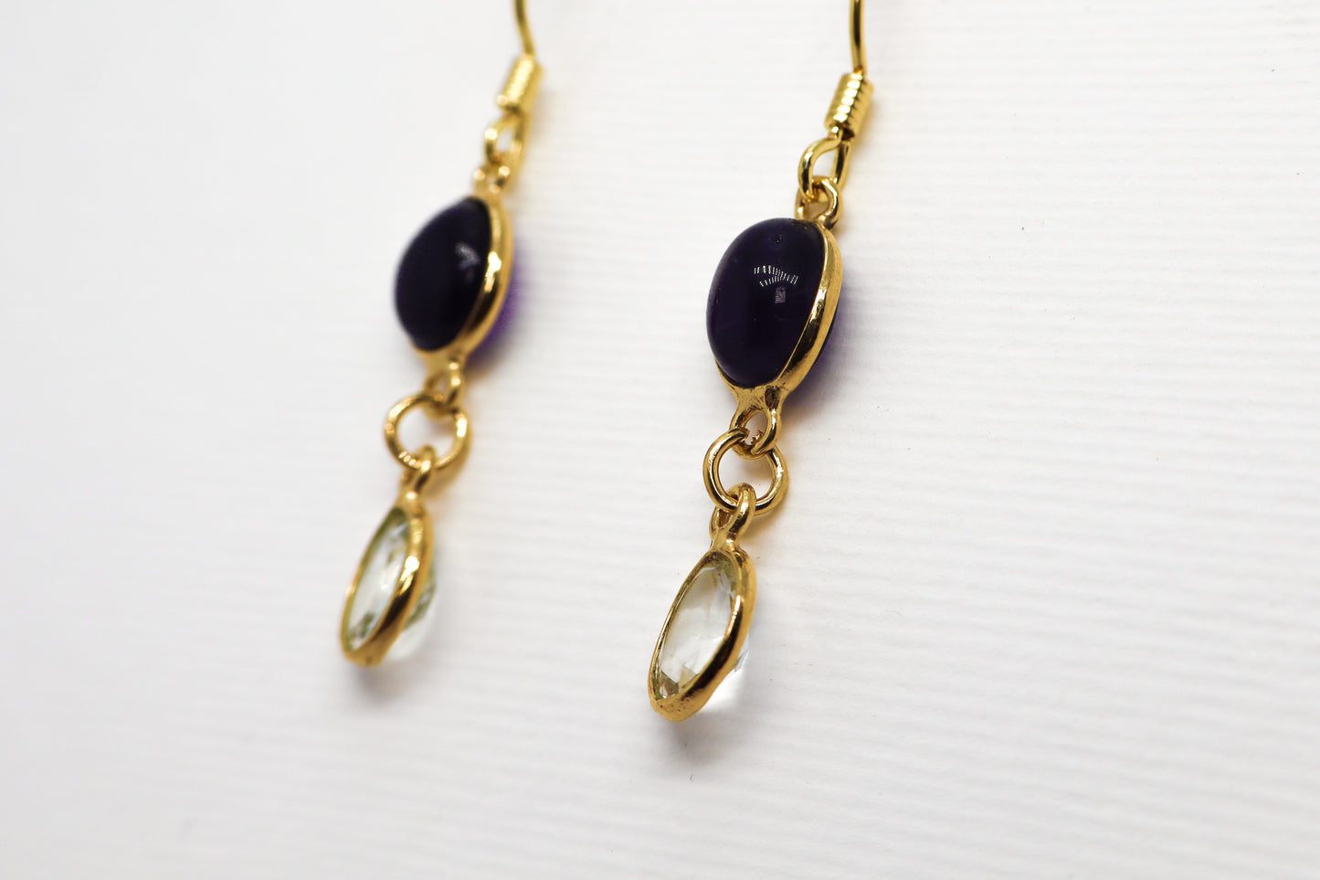 Topaz and amethyst Gold Plated Sterling Silver earring