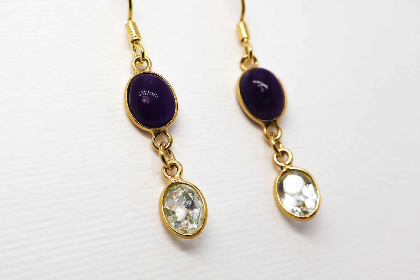 Topaz and amethyst Gold Plated Sterling Silver earring