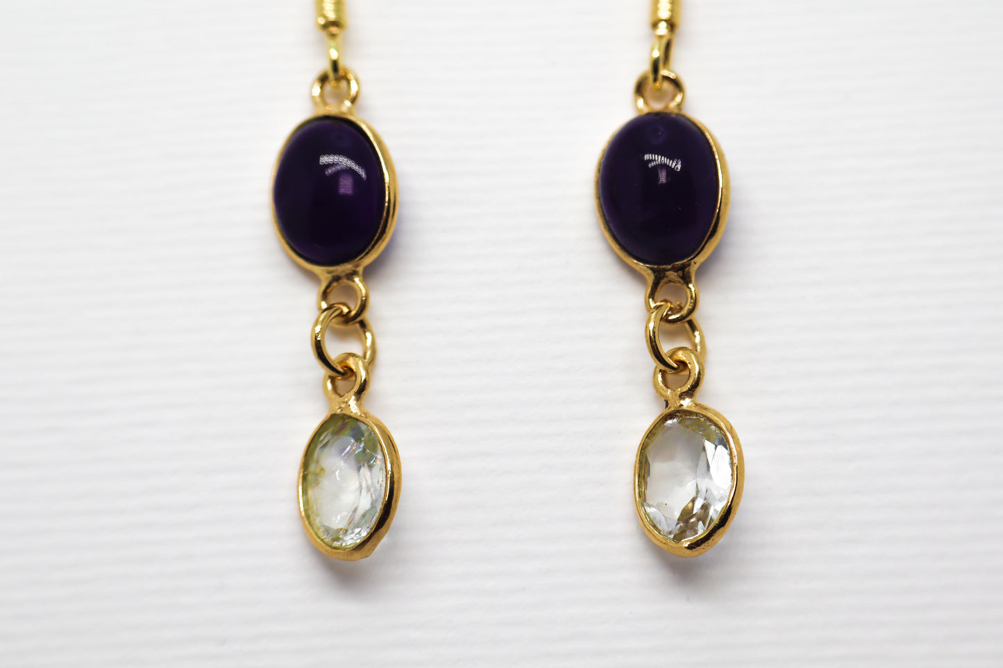 Topaz and amethyst Gold Plated Sterling Silver earring