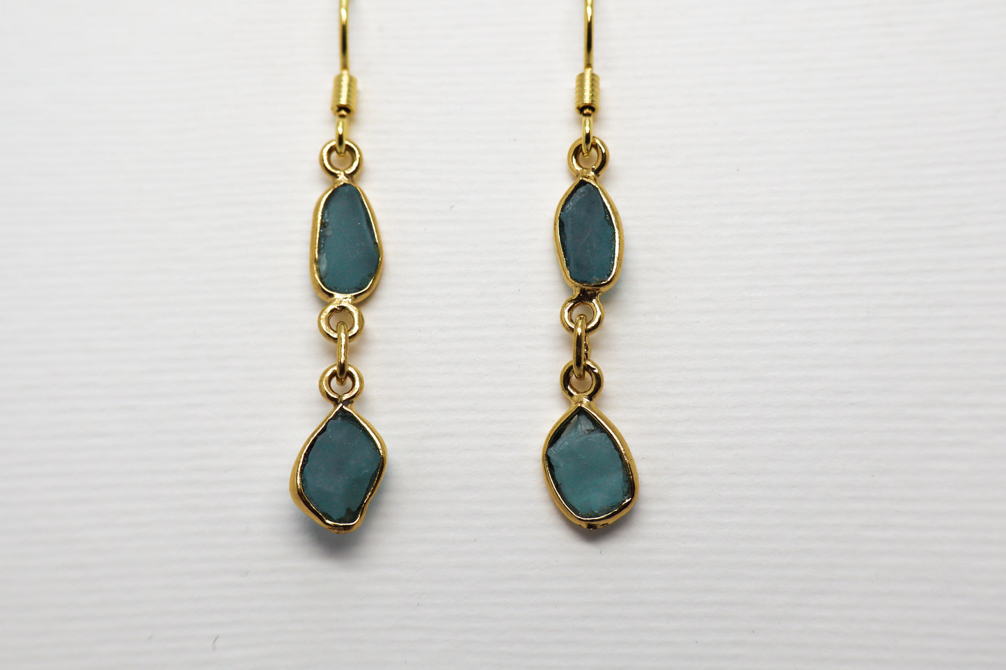 Raw Blue Topaz Gold Plated Sterling Silver earring