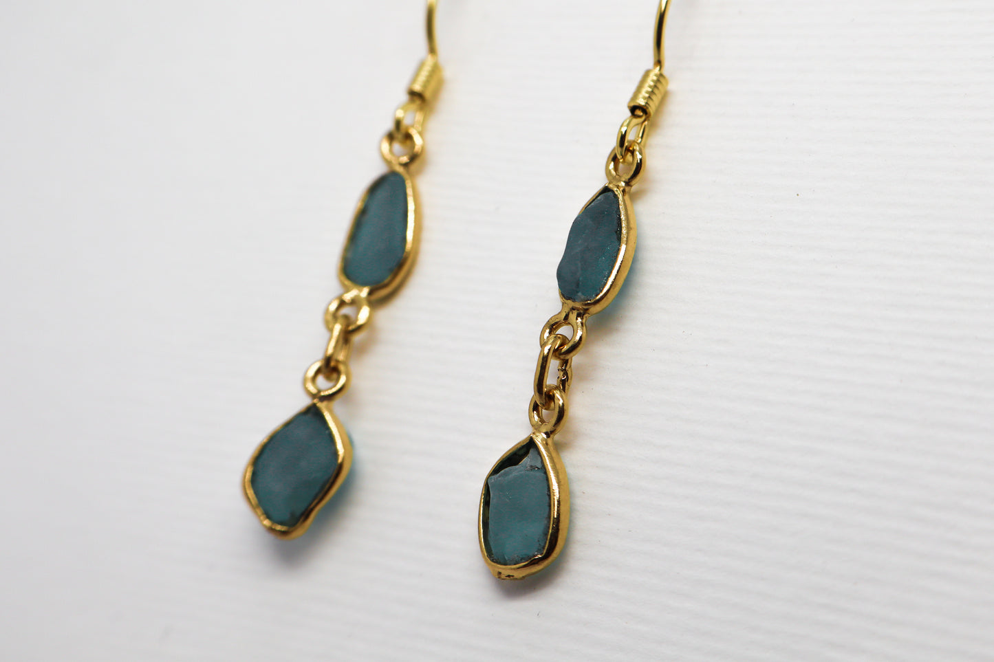 Raw Blue Topaz Gold Plated Sterling Silver earring