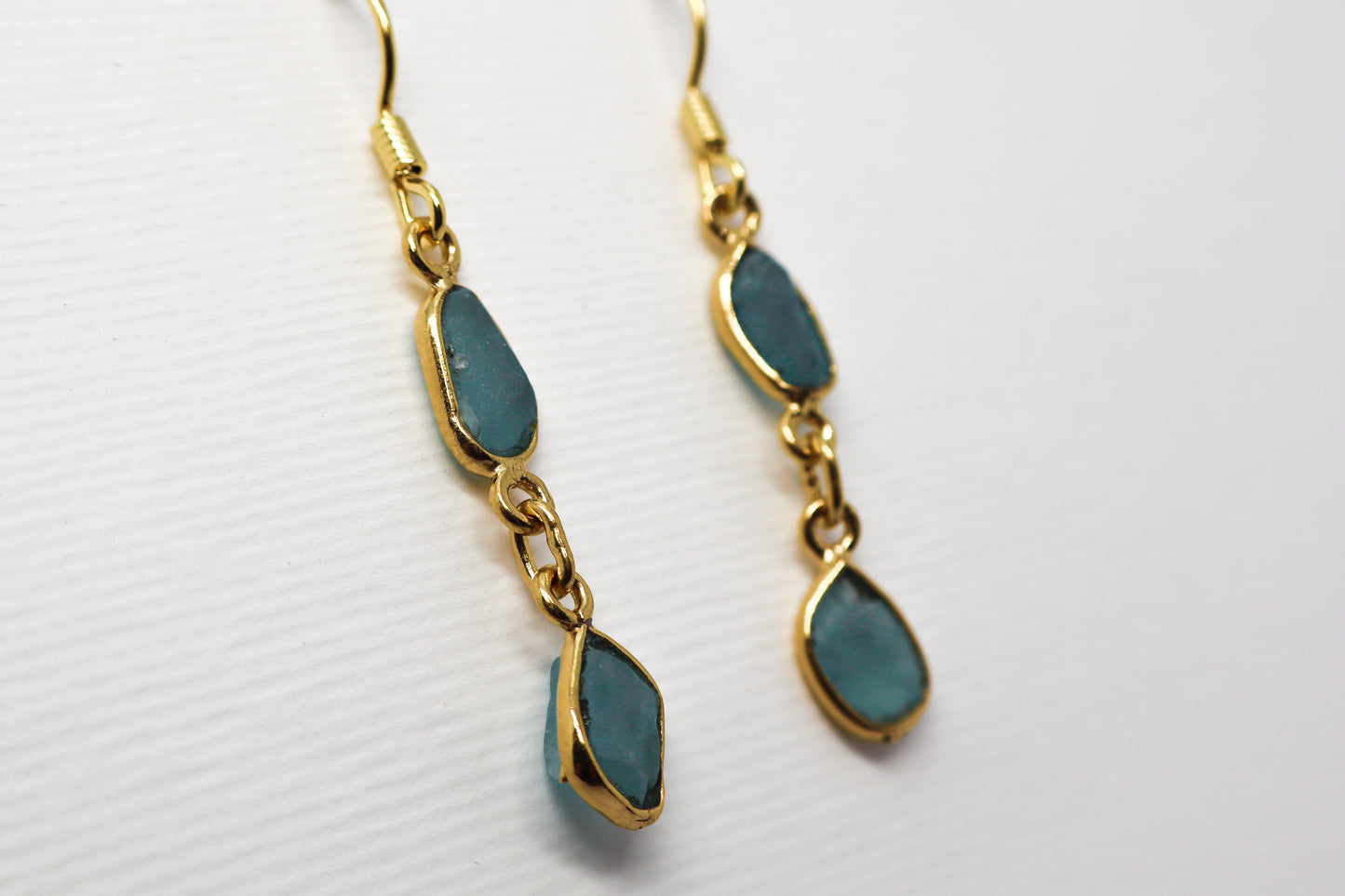 Raw Blue Topaz Gold Plated Sterling Silver earring