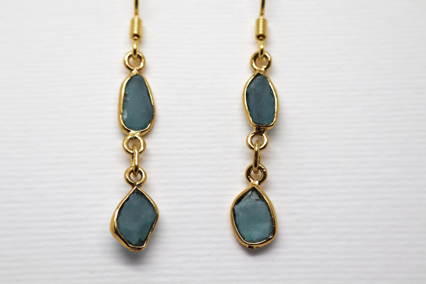 Raw Blue Topaz Gold Plated Sterling Silver earring