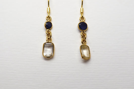 Citrine and Tanzanite Gold Plated Sterling Silver earring