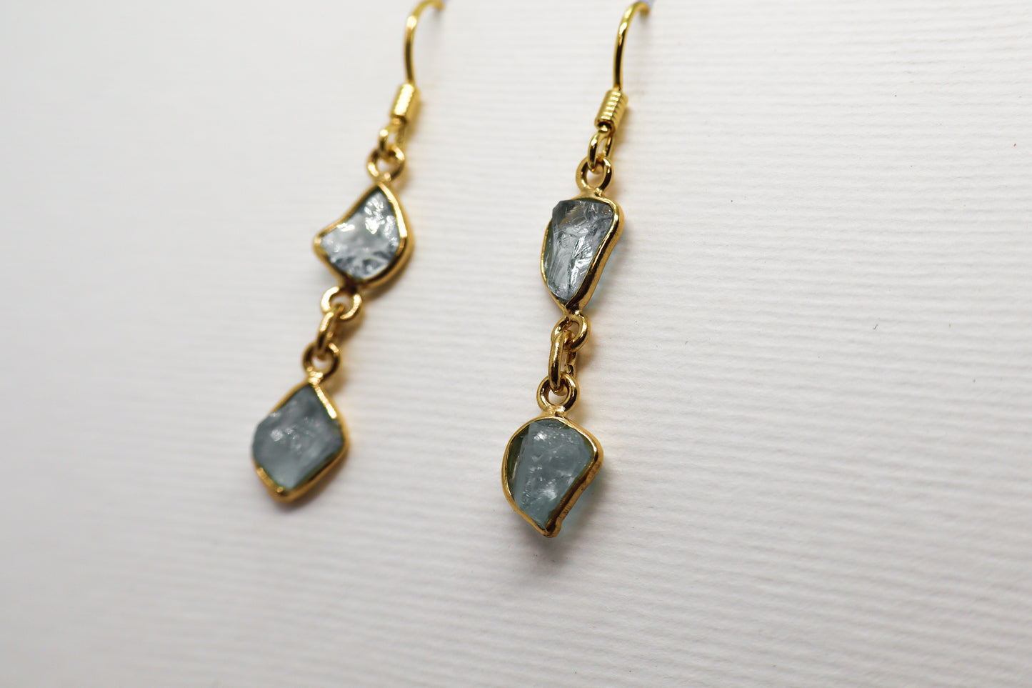 Raw Blue Topaz Gold Plated Sterling Silver earring