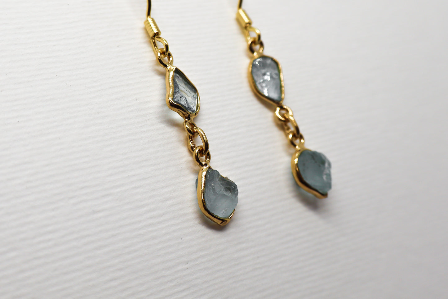 Raw Blue Topaz Gold Plated Sterling Silver earring