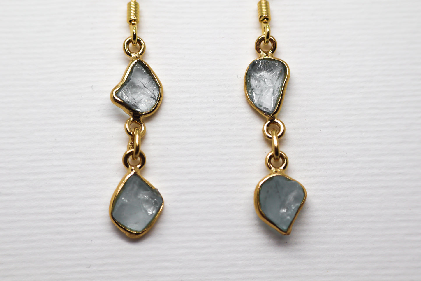 Raw Blue Topaz Gold Plated Sterling Silver earring