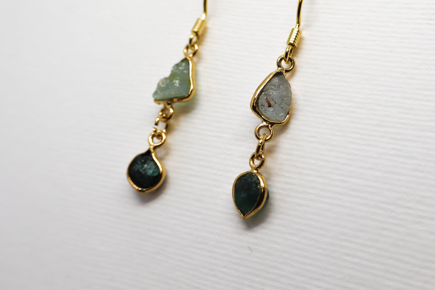 Raw Blue Topaz Gold Plated Sterling Silver earring