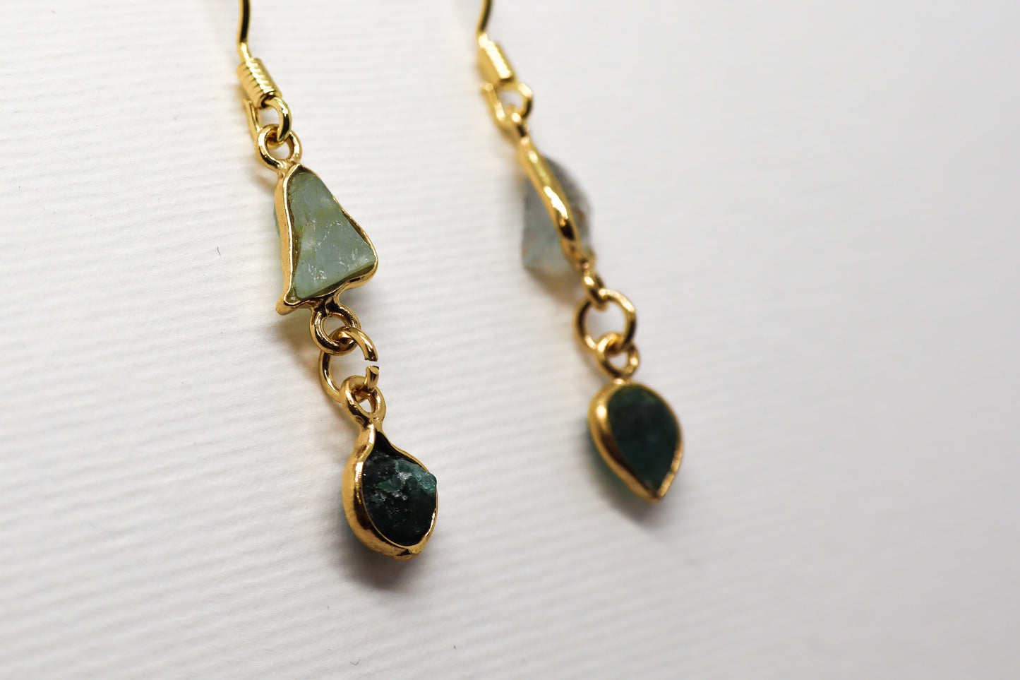 Raw Blue Topaz Gold Plated Sterling Silver earring