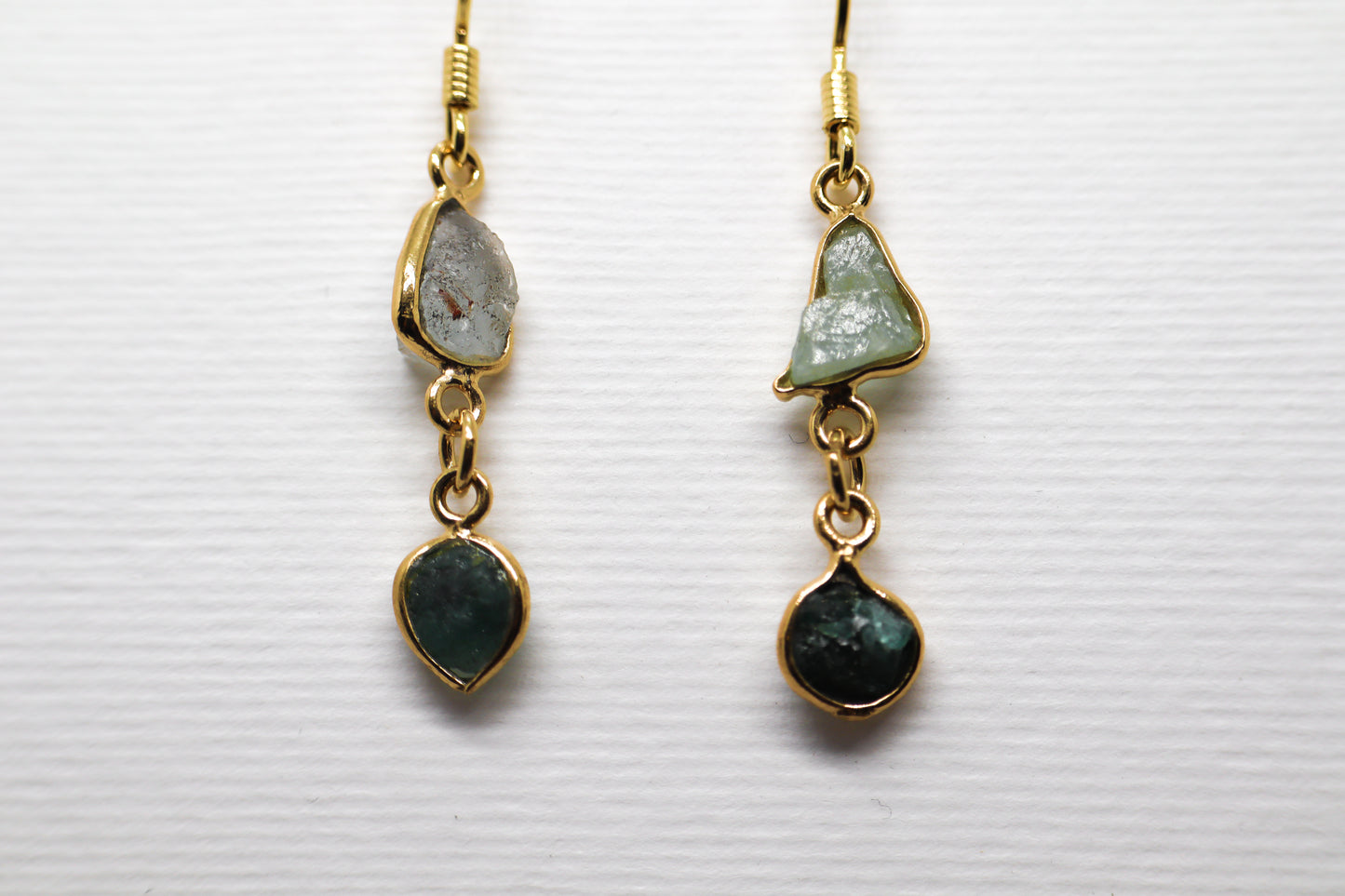 Raw Blue Topaz Gold Plated Sterling Silver earring