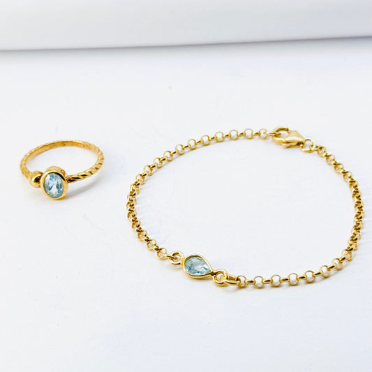 Special Order - 24k Gold Plated Topaz Bracelet and Ring