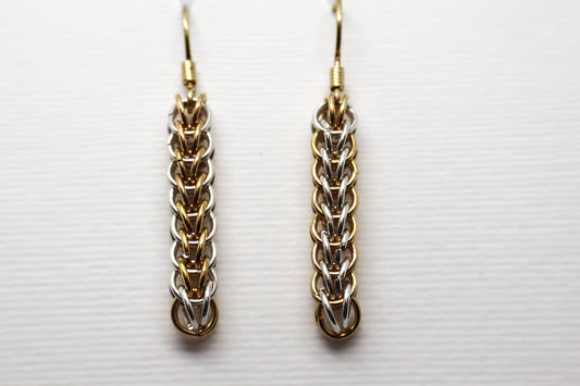 Chainmail Gold Plated and Sterling Silver earring