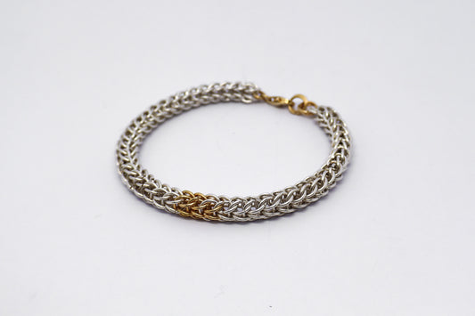 Persian Chainmail Silver and Gold Plated 24k Bracelet