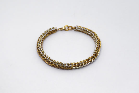 Persian Chainmail Silver and Gold Plated 24k Bracelet