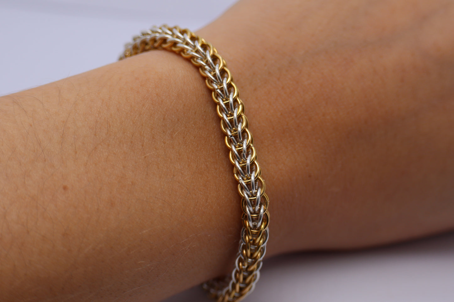 Persian Chainmail Silver and Gold Plated 24k Bracelet