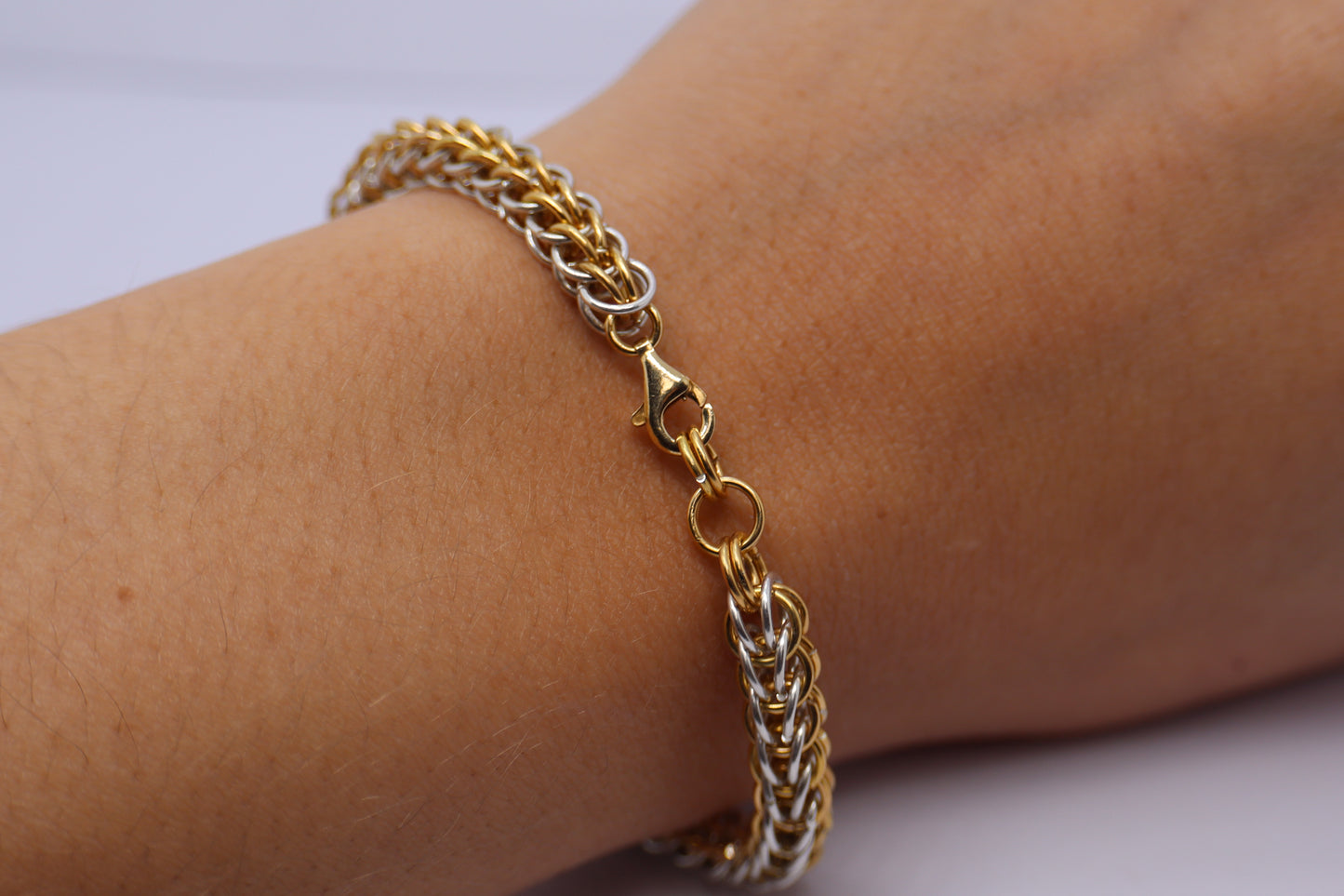 Persian Chainmail Silver and Gold Plated 24k Bracelet