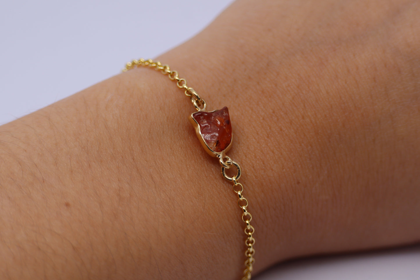 Cornelian 24k Gold Plated Sterling Silver Bracelet