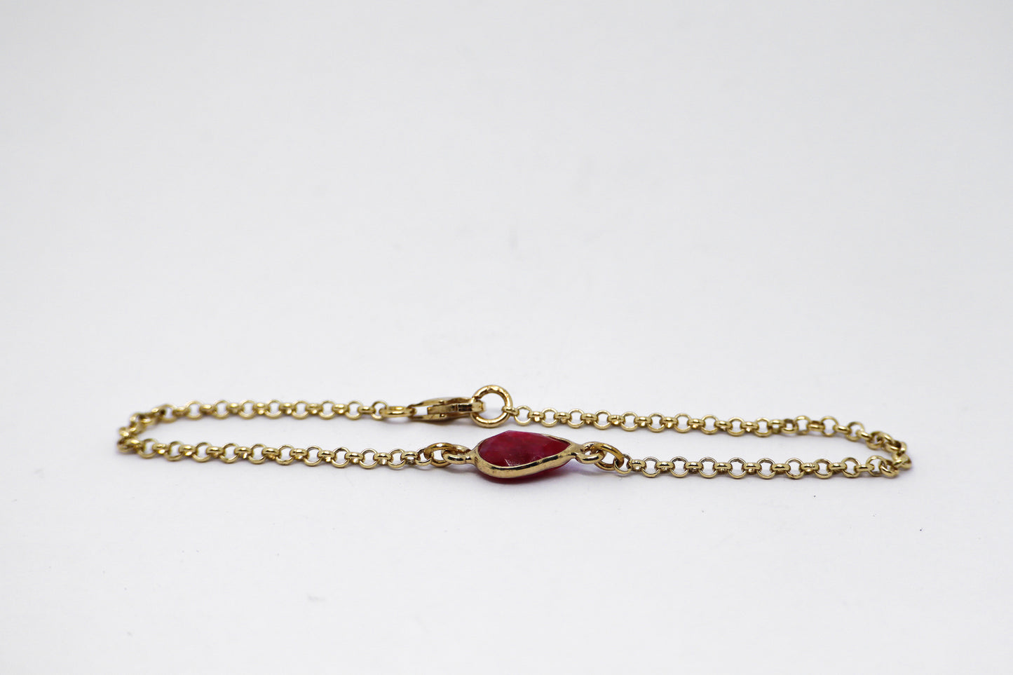 Ruby 24k Gold Plated Sterling Silver Bracelet