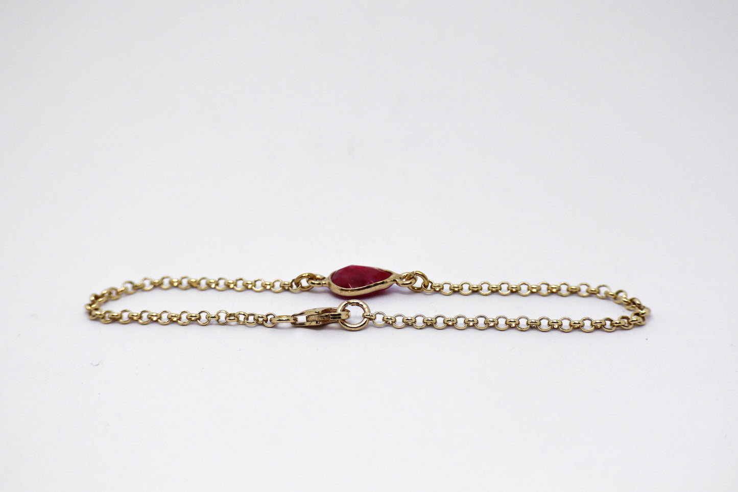 Ruby 24k Gold Plated Sterling Silver Bracelet