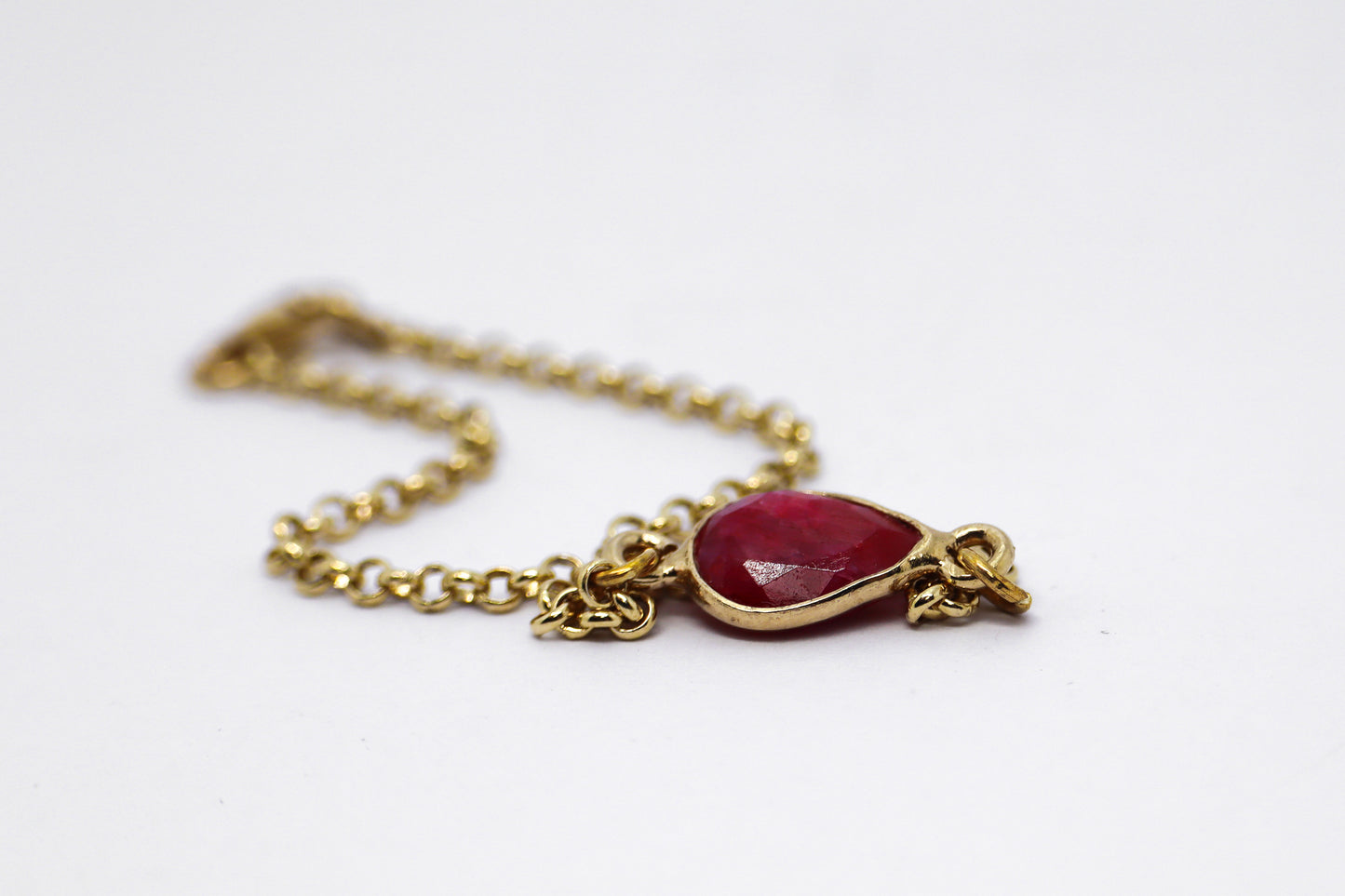 Ruby 24k Gold Plated Sterling Silver Bracelet