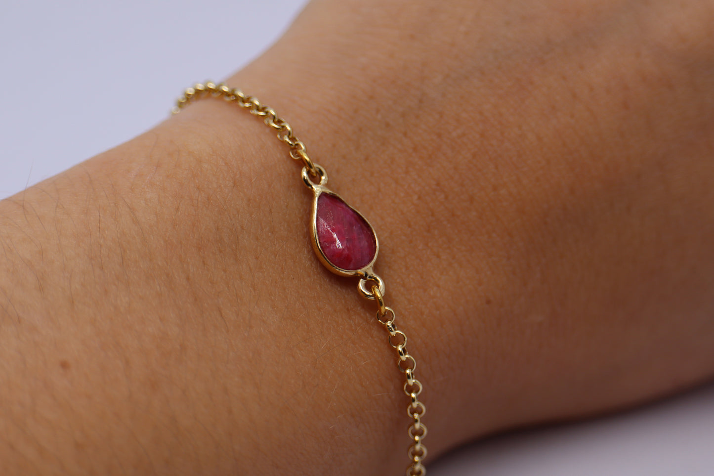 Ruby 24k Gold Plated Sterling Silver Bracelet