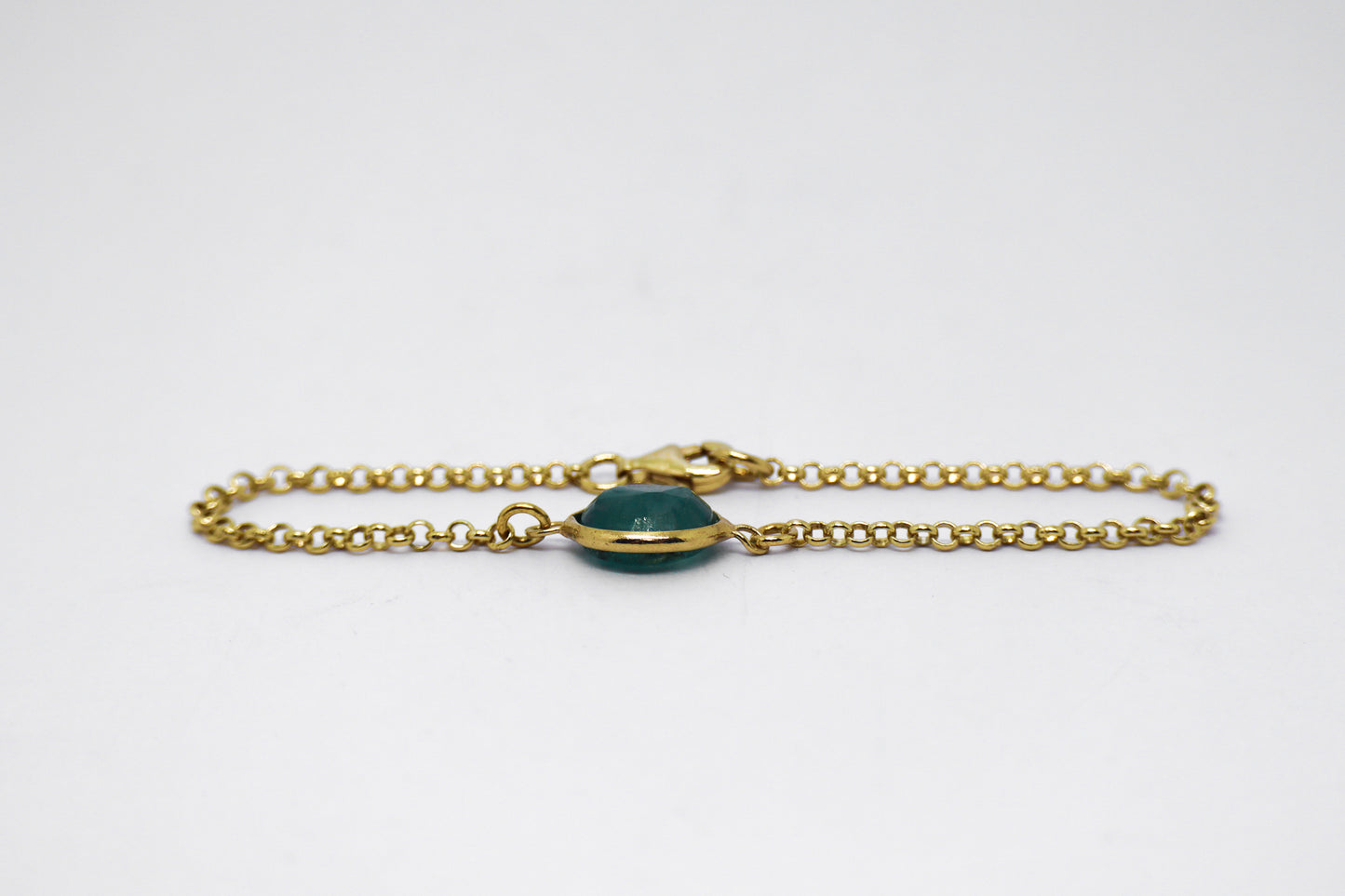 Green Aventurine Gold Plated Sterling Silver Bracelet