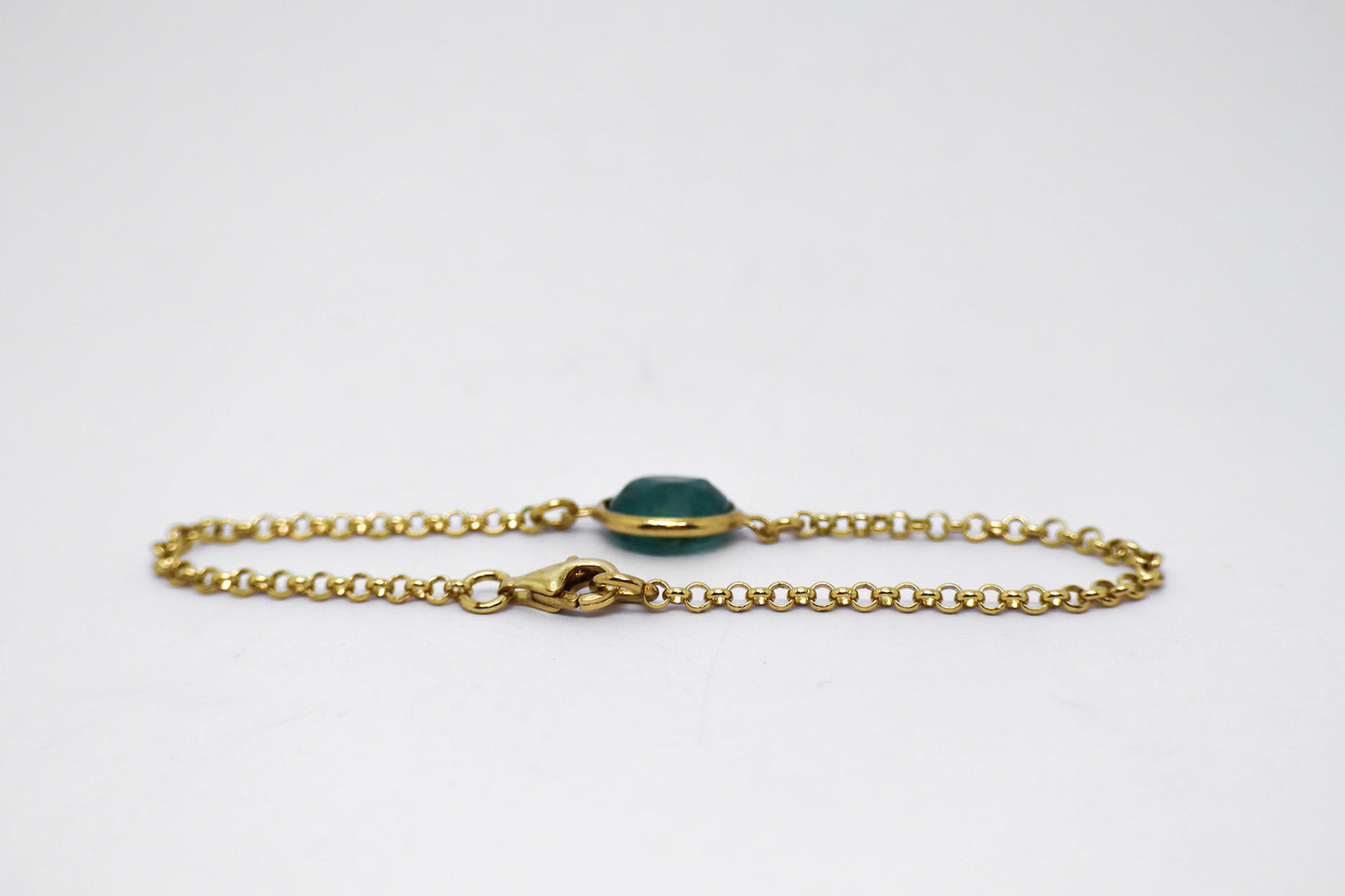 Green Aventurine Gold Plated Sterling Silver Bracelet