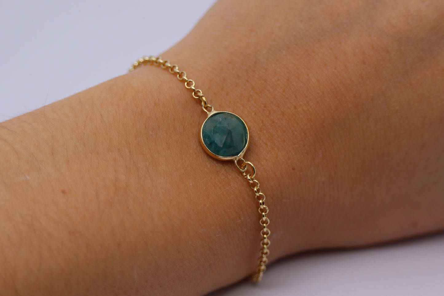 Green Aventurine Gold Plated Sterling Silver Bracelet