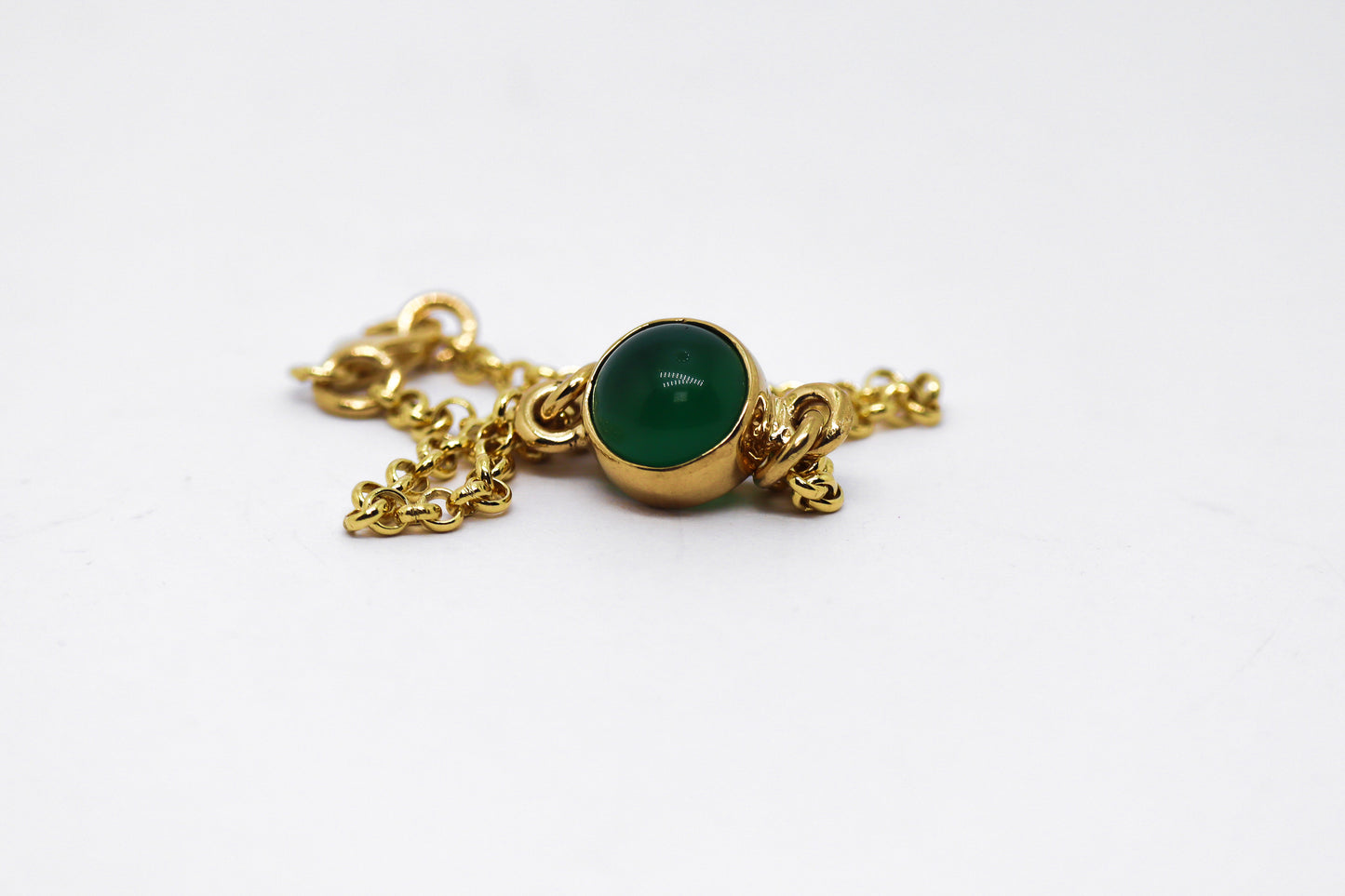 Green Aventurine Gold Plated Sterling Silver Bracelet