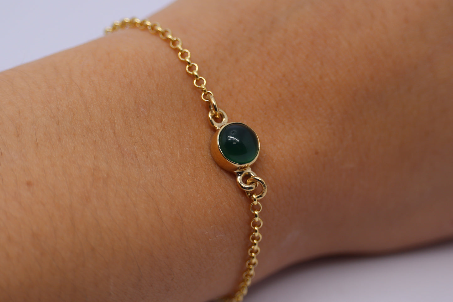 Green Aventurine Gold Plated Sterling Silver Bracelet