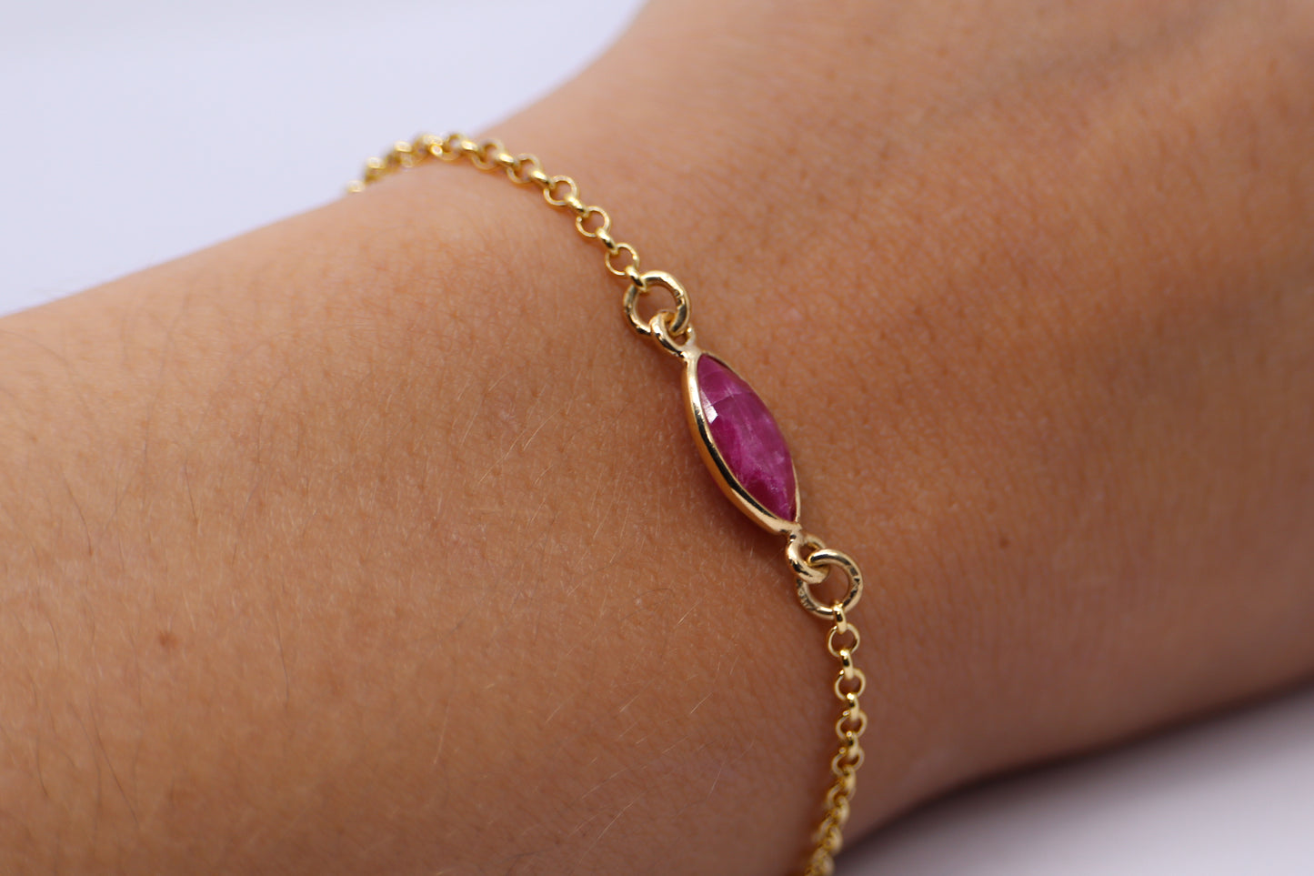 Ruby Gold Plated Sterling Silver Bracelet