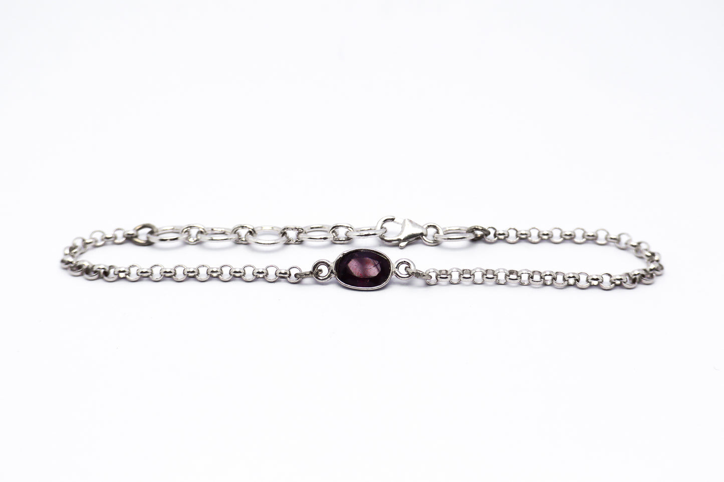 Garnet Sterling Silver Bracelet