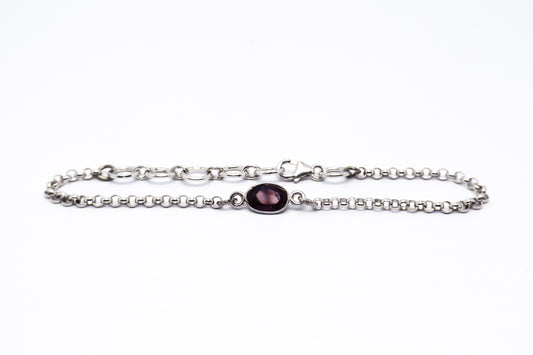 Garnet Sterling Silver Bracelet