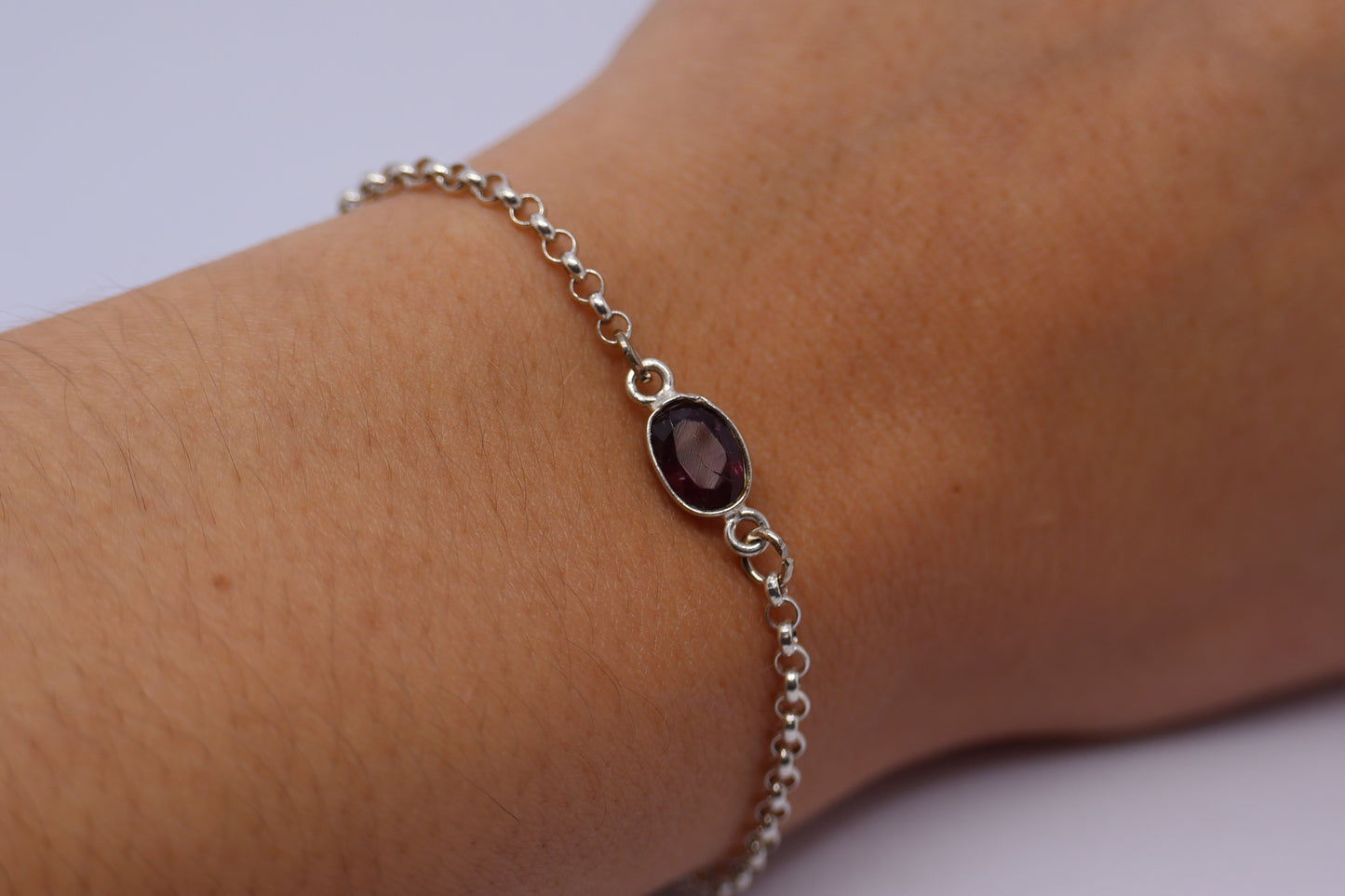 Garnet Sterling Silver Bracelet