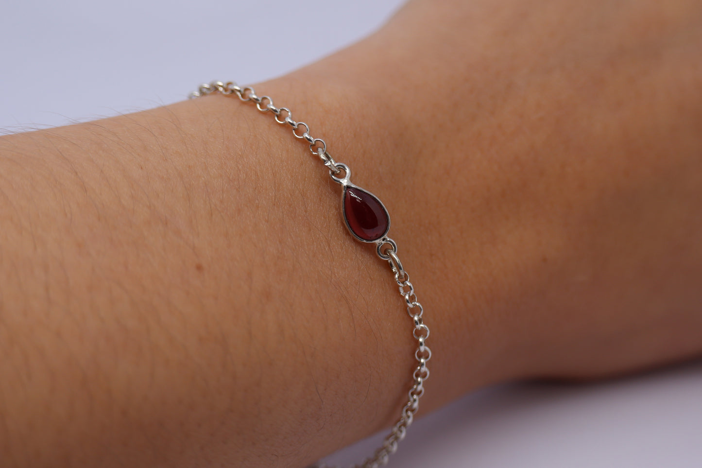 Garnet Sterling Silver Bracelet