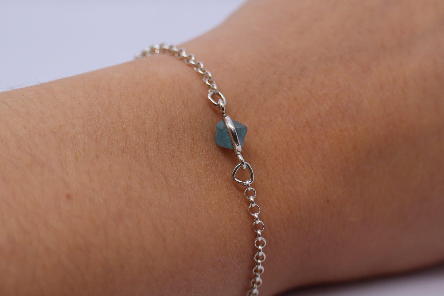 Raw Blue Topaz Sterling Silver Bracelet